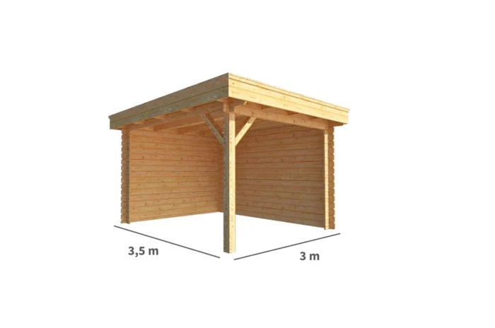 Warentuin collection Overkapping Lisa-Jente 300 cm bij 350 cm diep plat dak - bruin