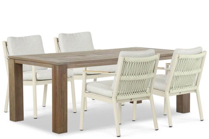 Coco Sevilla/Brighton 200 cm dining tuinset 5-delig – Taupe-naturel-bruin