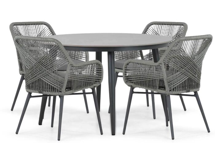 Lifestyle Garden Furniture Advance/Vienna 120 cm dining tuinset 5-delig – Grijs-antraciet