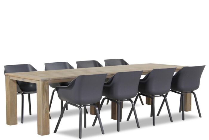 Hartman Sophie element/Brighton 300 cm dining tuinset 9-delig – Grijs-antraciet