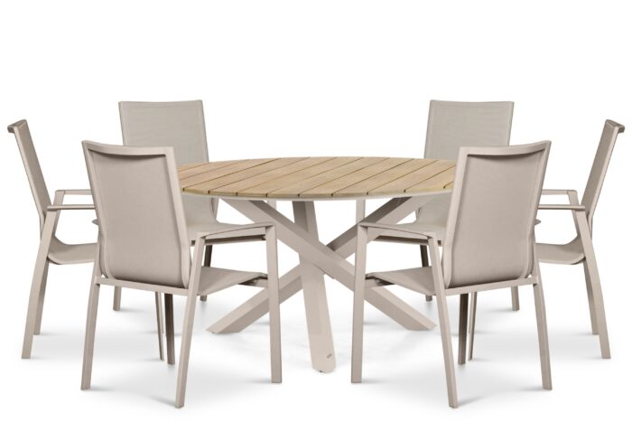 Lifestyle Garden Furniture Ultimate/Ancona 150 cm dining tuinset 7-delig – Zand/Beige