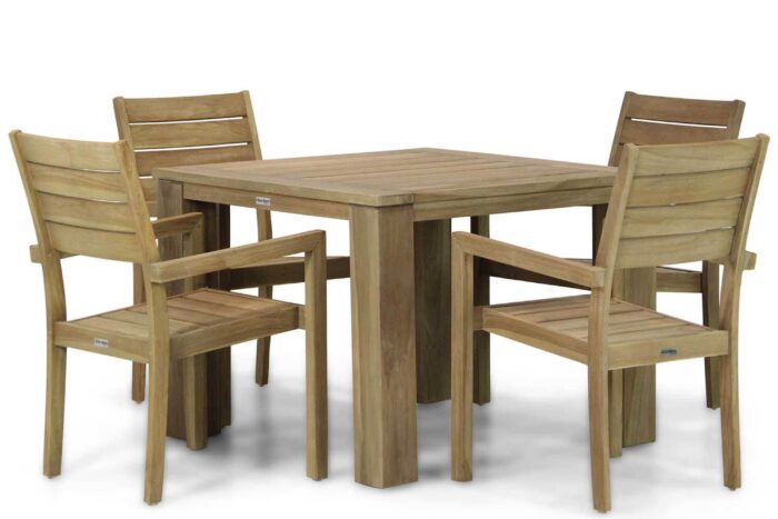 Garden Collections Liverpool/Brighton 100 cm dining tuinset 5-delig – Old teak greywash