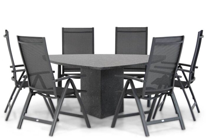 Presto Vasto/Graniet 170 cm triangel dining tuinset 7-delig – Grijs-antraciet