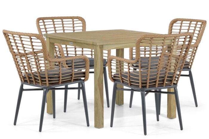 De Laan Projects Laan Toledo/Weston 90 cm dining tuinset 5-delig – Taupe-naturel-bruin