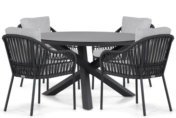 Coco Puerto/Livorno 125 cm dining tuinset 5-delig – Grijs-antraciet