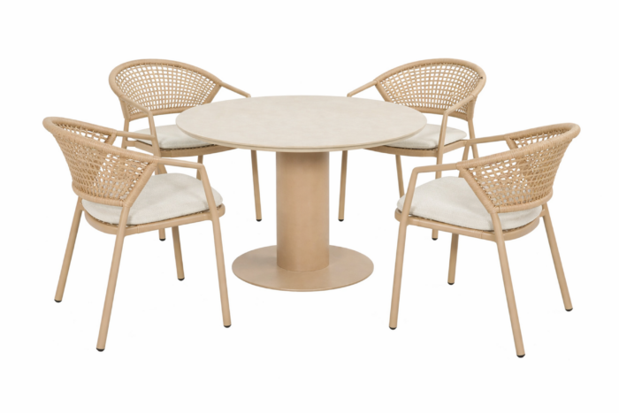 Hartman Taragona/Girona 120 cm dining tuinset 5-delig – Taupe-naturel-bruin