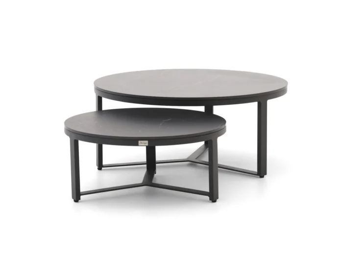 Bellagio tuinmeubelen Ficarolo lounge tuintafelset ø85cm(h:35cm)/ø65cm (h:30cm) - Zwart