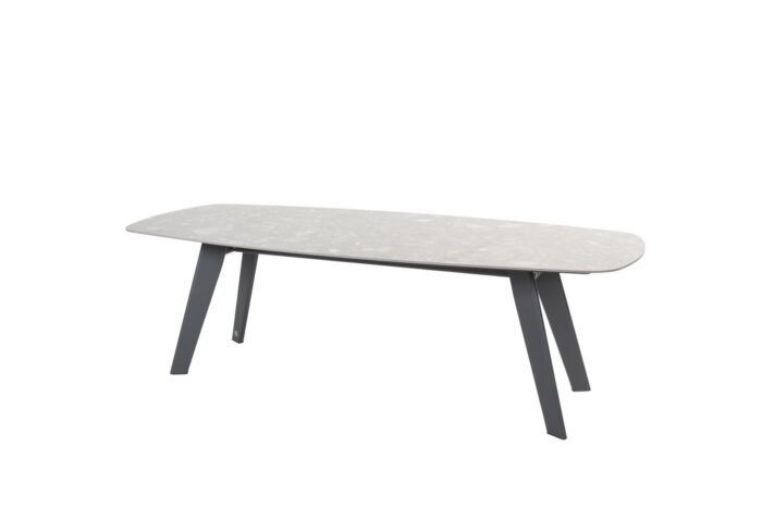4so Montana Tafelframe Antracite Met Montana Tafelblad Ceramic Terrazzo 240 x 103 cm – grijs