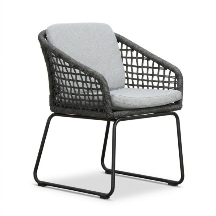 BUITEN living Tulum dining tuinstoel | touw + aluminium | Stone Grey
