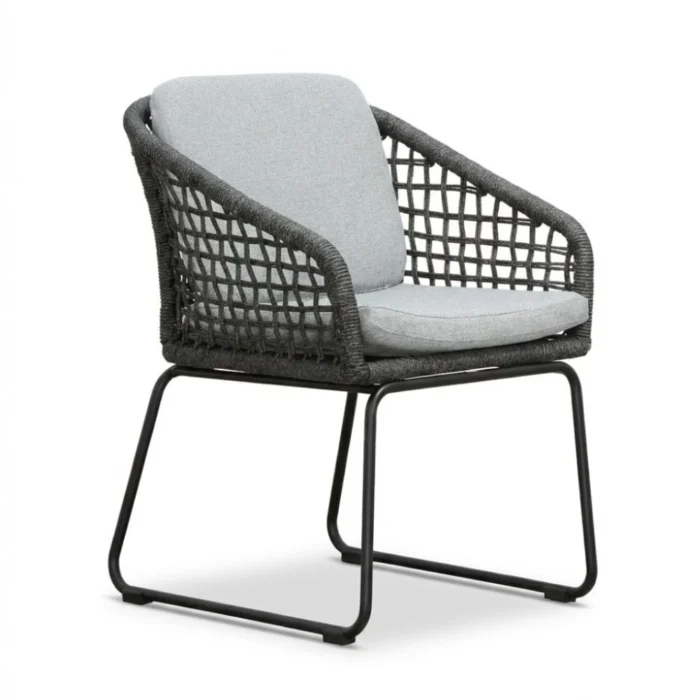 BUITEN living Tulum dining tuinstoel | touw + aluminium | Stone Grey