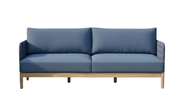 Eurofar Kolbe sofa 3-seater navy steel/braided navy/acacia look teak