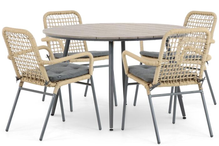 De Laan Projects Laan Catalone/Matale 125 cm dining tuinset 5-delig – Taupe-naturel-bruin