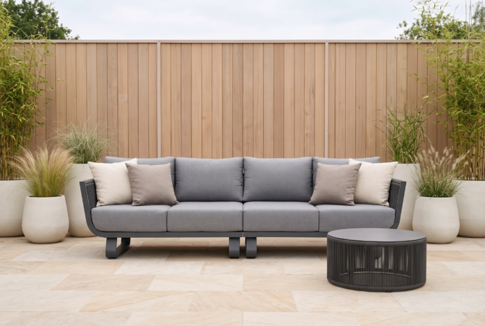 Santika Furniture Corniche loungebank 3-delig – Grijs-antraciet