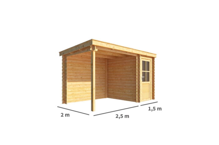 Warentuin collection Blokhut, tuinhuisje met overkapping Els-Tess 400 cm bij 200 cm diep lessenaarsdak – bruin