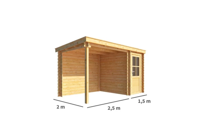 Warentuin collection Blokhut, tuinhuisje met overkapping Els-Tess 400 cm bij 200 cm diep lessenaarsdak - bruin