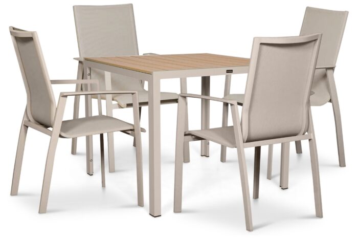 Lifestyle Garden Furniture Ultimate/Creta 90×90 cm dining tuinset 5-delig – Zand/Beige