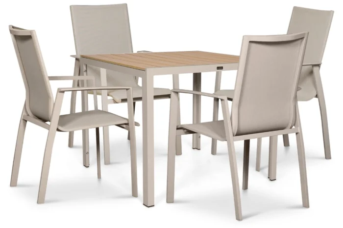 Lifestyle Garden Furniture Ultimate/Creta 90x90 cm dining tuinset 5-delig - Zand/Beige