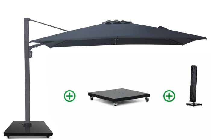 Camello Luna zweefparasol 3.5×2.6m Graphite (incl. voet en hoes) – Grijs-antraciet