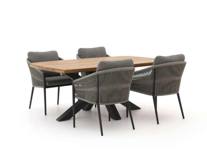 Bellagio tuinmeubelen + 10% kassakorting | Bellagio Mineo/Induno deens Ovaal 180cm dining tuinset 5-delig - Grijs
