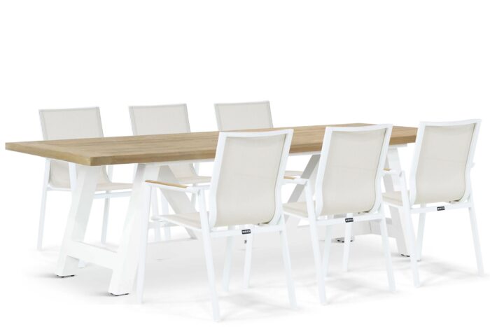 Lifestyle Garden Furniture Fiora/Florence 260 cm dining tuinset 7-delig – Wit
