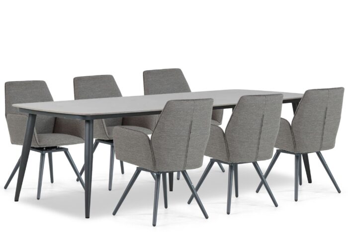 Lifestyle Garden Furniture Andorra/Vienna 240 cm dining tuinset 7-delig – Grijs-antraciet