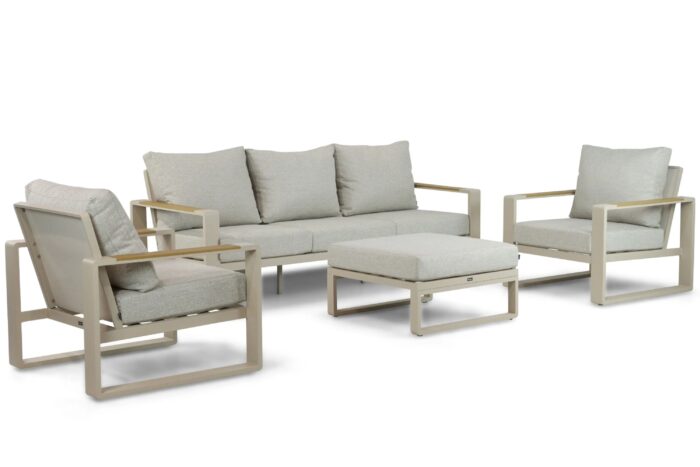 Lifestyle Garden Furniture Lezo stoel-bank loungeset 4-delig – Taupe-naturel-bruin