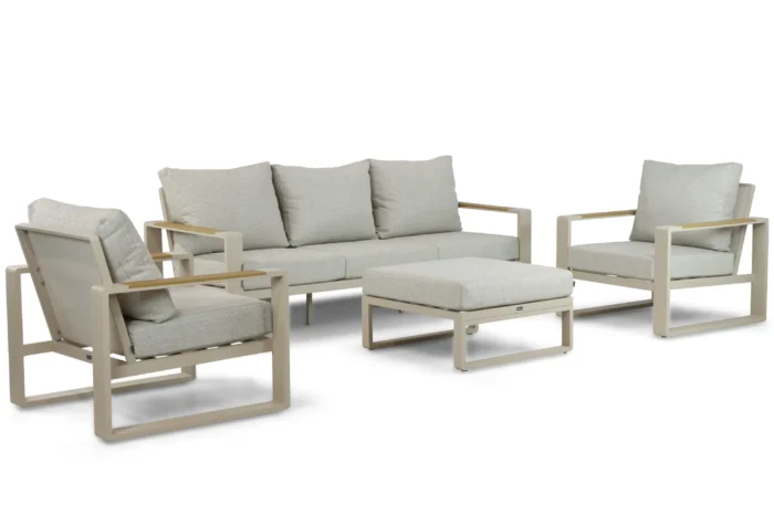 Lifestyle Garden Furniture Lezo stoel-bank loungeset 4-delig - Taupe-naturel-bruin