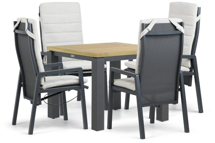 Lifestyle Garden Furniture Vivaro/Veneto 90×90 cm dining tuinset 5-delig – Grijs-antraciet