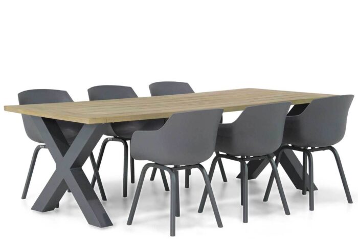 Lifestyle Garden Furniture Salina/Cardiff 240 cm dining tuinset 7-delig – Grijs-antraciet