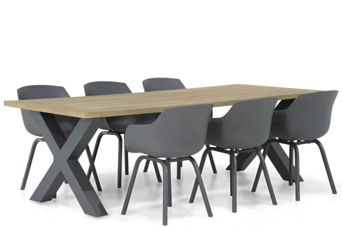 Lifestyle Garden Furniture Salina/Cardiff 240 cm dining tuinset 7-delig - Grijs-antraciet
