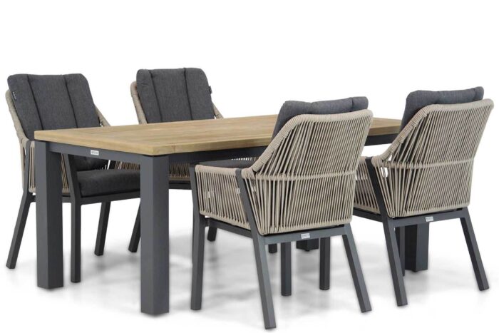 Lifestyle Garden Furniture Verona/Veneto 180 cm dining tuinset 5-delig – Taupe-naturel-bruin