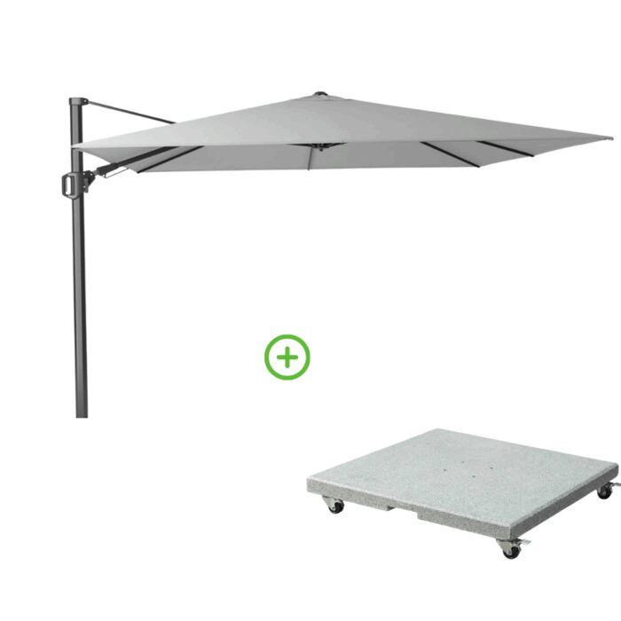 Platinum Challenger T² zweefparasol | 300x300cm met Rocca parasolvoet 90kg | wit