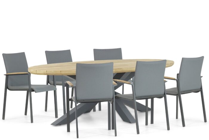 Lifestyle Garden Furniture Brandon/Diogo 240 cm dining tuinset 7-delig – Grijs-antraciet