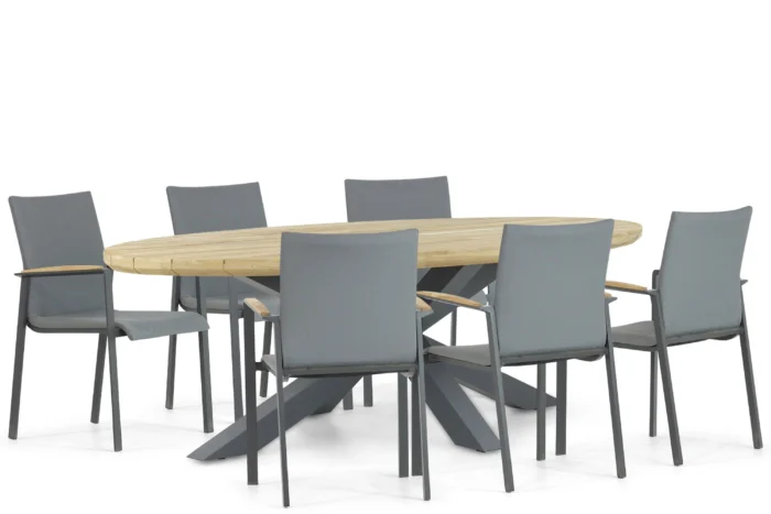Lifestyle Garden Furniture Brandon/Diogo 240 cm dining tuinset 7-delig - Grijs-antraciet