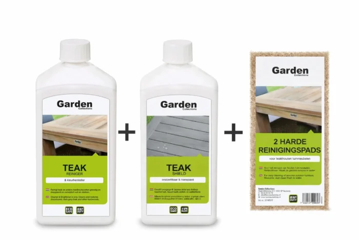 Garden Collections Teak Onderhoudsset Cleaner & Shield (incl. gratis harde pads) - Transparant