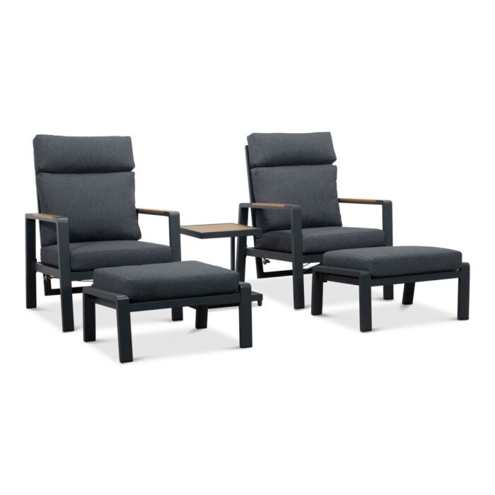 LUX outdoor living Manhattan lounge balkonset verstelbaar 2 personen | aluminium + polywood | antraciet | 5-delig