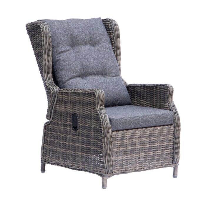 Denza Furniture Belfort loungestoel tuin verstelbaar | wicker + aluminium | Kobo Grey – Donkergrijs – Donkerbruin