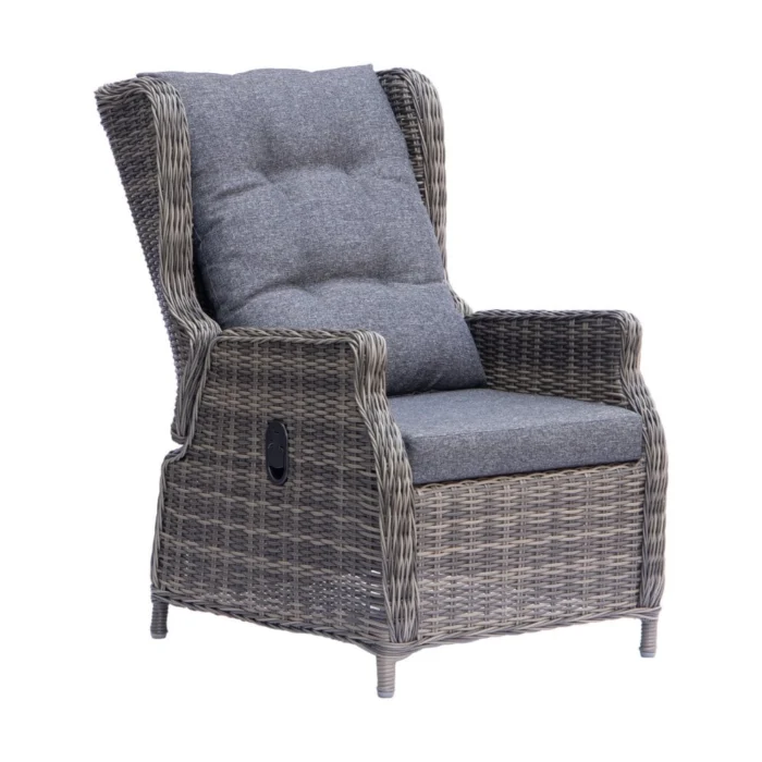 Denza Furniture Belfort loungestoel tuin verstelbaar | wicker + aluminium | Kobo Grey - Donkergrijs - Donkerbruin