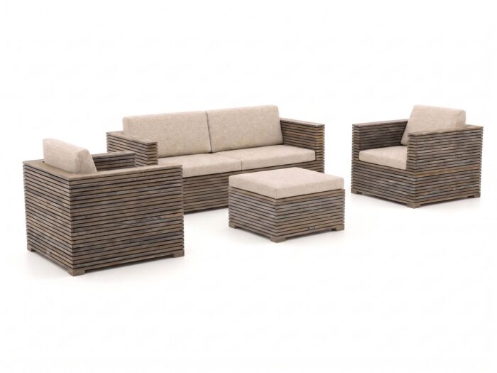 ROUGH Furniture ROUGH-C stoel-bank loungeset 4-delig Laagste prijsgarantie! – Taupe