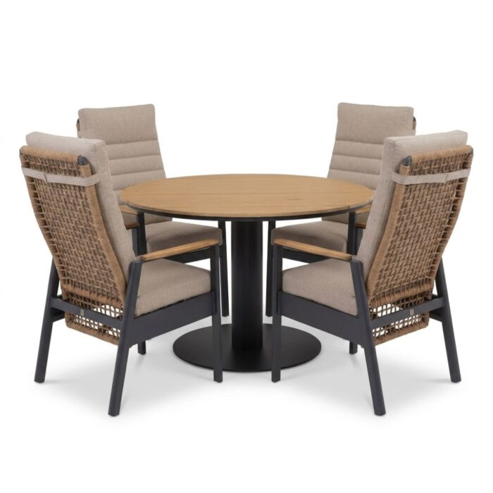 LUX outdoor living Panama/Boston dining tuinset | 4 personen | polywood + aluminium | 120cm rond