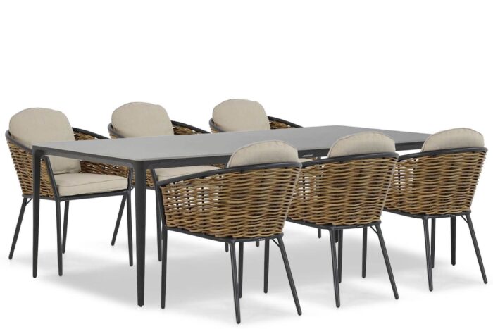 Lifestyle Garden Furniture Nice/Gianna 240 cm dining tuinset 7-delig – Grijs-antraciet
