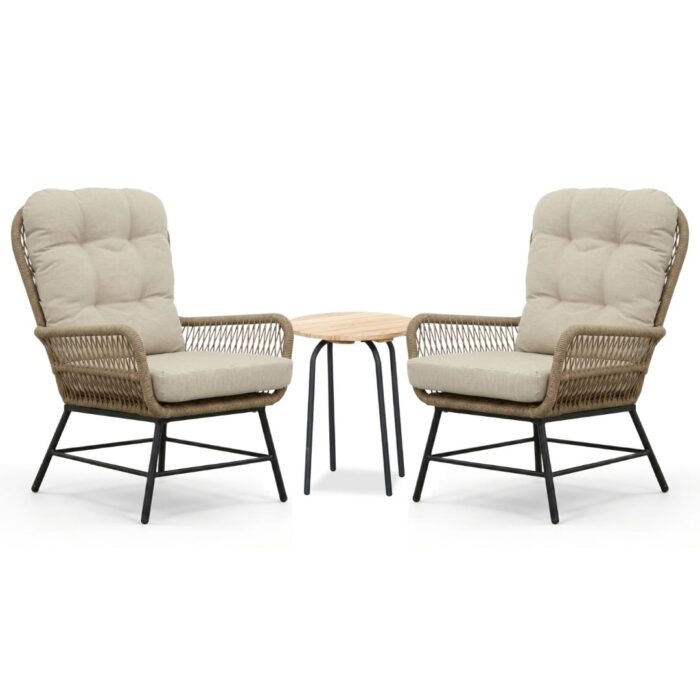 BUITEN living Dex/Pablo lounge balkonset 2 personen | touw + aluminium | Sahara Dust | 3-delig