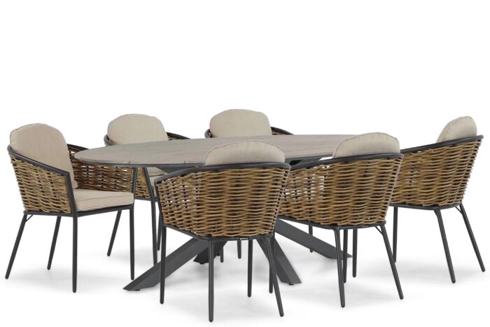 Lifestyle Garden Furniture Nice/Matara 220 cm dining tuinset 7-delig – Grijs-antraciet