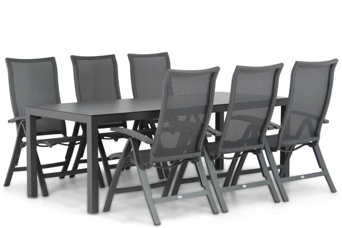 Presto Lucardo/Madras 220 cm dining tuinset 7-delig - Grijs-antraciet