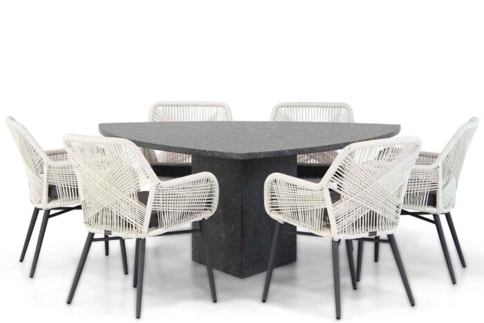 Lifestyle Garden Furniture Advance/Graniet 170 cm triangel dining tuinset 7-delig – Wit