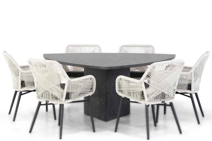 Lifestyle Garden Furniture Advance/Graniet 170 cm triangel dining tuinset 7-delig - Wit
