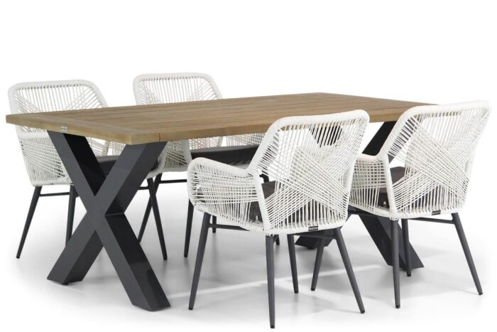 Lifestyle Garden Furniture Advance/Cardiff 180 cm dining tuinset 5-delig – Wit