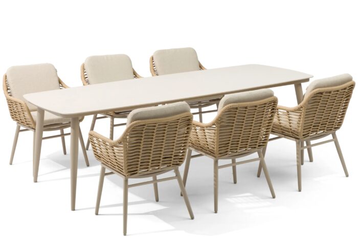 Coco Antoni/Vienna 240 cm dining tuinset 7-delig – Taupe-naturel-bruin