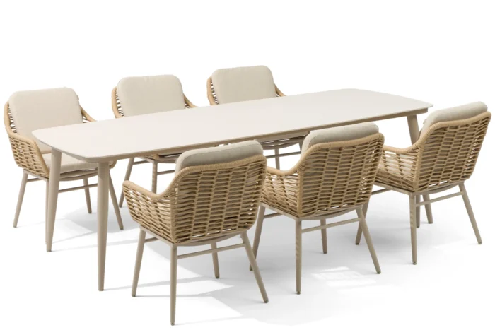 Coco Antoni/Vienna 240 cm dining tuinset 7-delig - Taupe-naturel-bruin