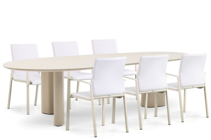 Lifestyle Garden Furniture Rome/Weave 240 cm dining tuinset 7-delig – Taupe-naturel-bruin